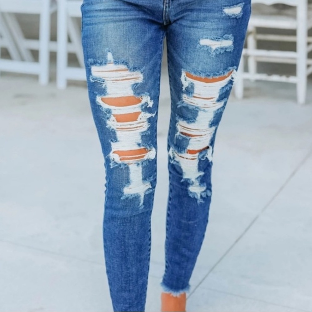 Cello Super High Rise Distressed Cut off Jeans